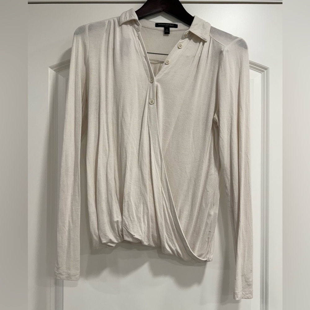 Banana Republic Cream Draped Blouse